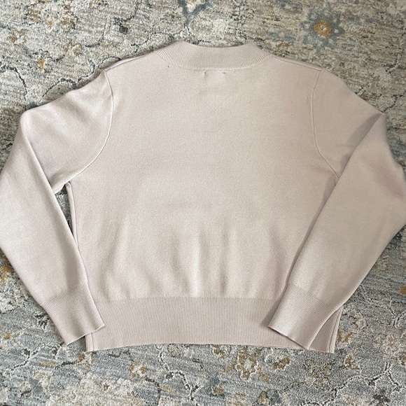 Sioni Light Beige Bomber Jacket Sweater with Metallic Details - Picture 7 of 15